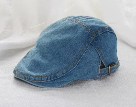 春秋男童牛仔帽子女童遮阳帽纯色宝宝鸭舌帽儿...