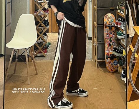 欧美高街vibe裤子女宽松韩版bf慵懒风复...