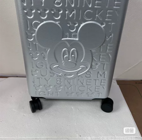 不莱玫行李箱迪士尼联名款20寸米奇浮雕银色...