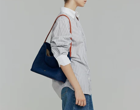 avalea 牛仔布拼头层植鞣牛皮大容量托...