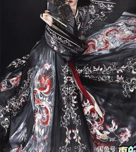 图1-2【清欢纪】烛九阴黑色齐腰破裙XS码...