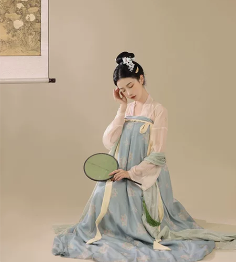 桔屿原创汉服女【长安花】唐制齐胸衫裙复原中...