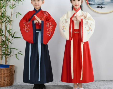 大袖汉服男女童小学生国学服宝宝古装中国风书...