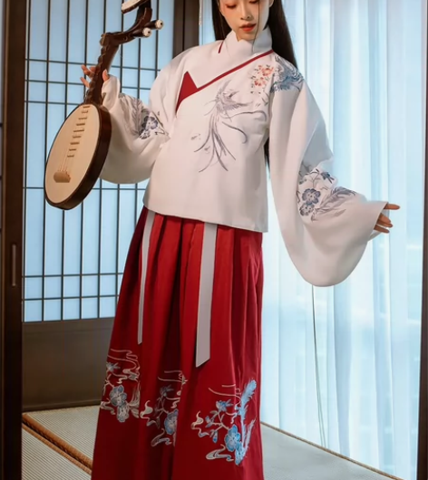 艺缕原创汉服 鸾凤 全新 白上衣红下裙 尺...
