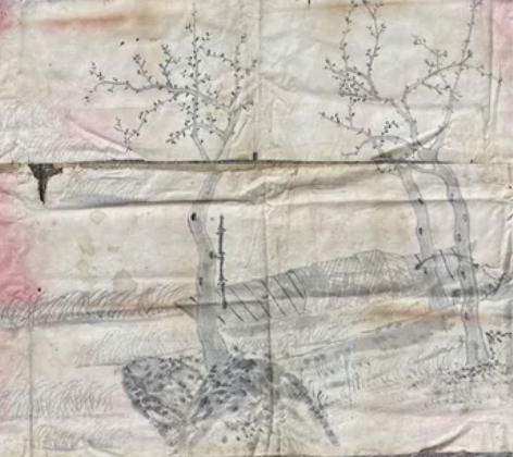 王庭鹤晚清民国老画绢本山水松柏秋月 上面题...