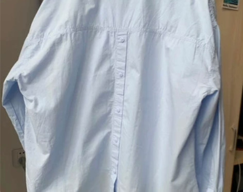 韩系蓝色纯棉防晒打底衬衫女夏季2024新款...