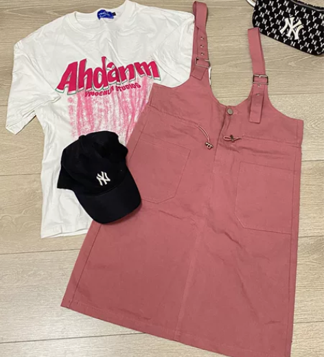 粉色背带裙 m码 穿到120斤 夏季款甜美...