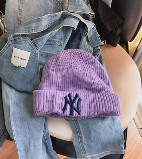 mlb紫色毛线帽 尺码57 带过一次 整理...