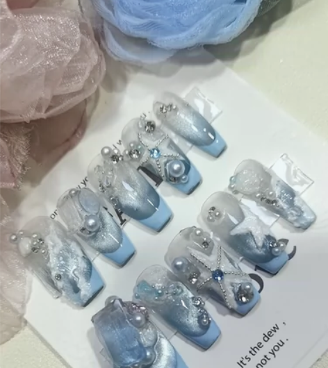 《夏日海滩》 手工定制穿戴甲，标价就是实际...