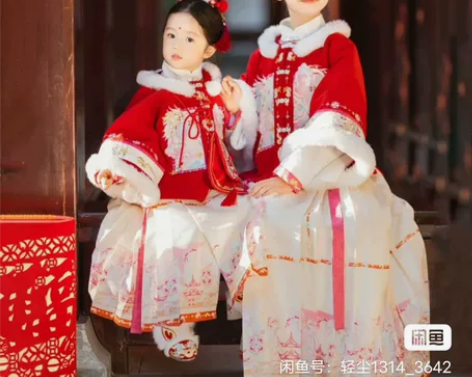 乌扣.龙吟 女童汉服拜年服冬款儿童马面裙套...