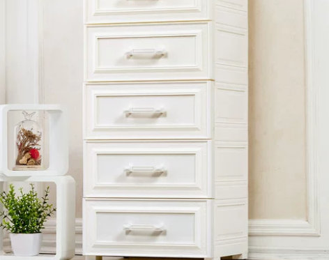 加厚白色抽屉式收纳柜欧式储物箱婴儿童衣柜塑...