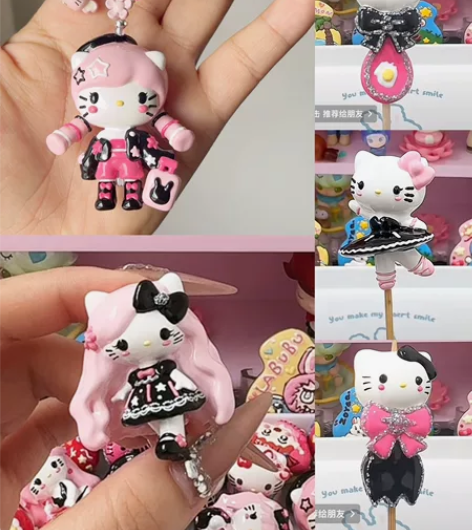 薇妮家手绘珠kitty接手机链成品定制 每...