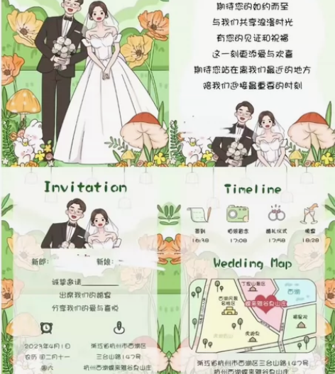 婚礼请帖设计，立牌设计 双面单张：封面页＋...