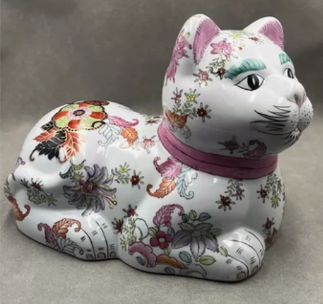 瓷猫，有闲居监制瓷猫 手绘 珐琅彩  小拍...