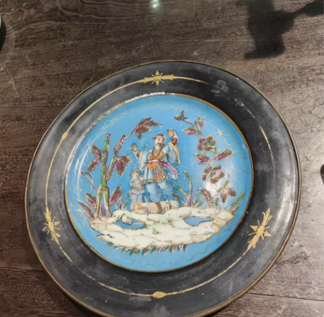 英国回流18世纪 中国风格珐琅彩手绘盘 有...