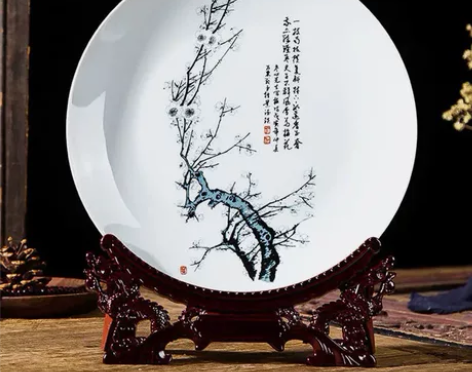 【捡漏】粉彩中式装饰盘子摆件景德镇陶瓷器挂...