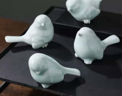 景德镇陶瓷鸟饰品，客厅，书房居家摆件一对两...