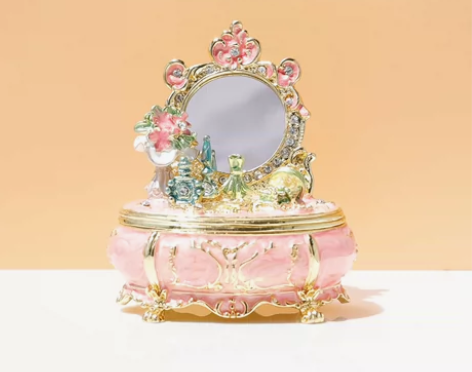 出一款精美的珐琅梳妆台镜子首饰盒摆件，来自...