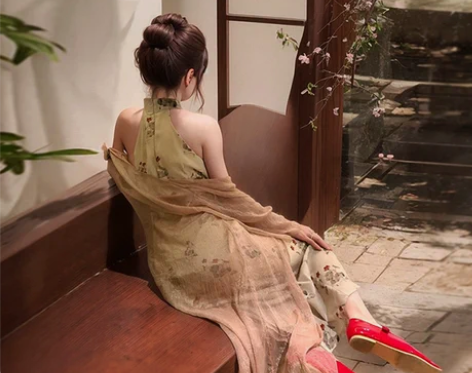 加大码披肩旗袍两件套2024春夏季微胖妹妹...