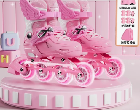 轮滑鞋女童夏季透气儿童溜冰鞋旱冰鞋滑冰鞋4...
