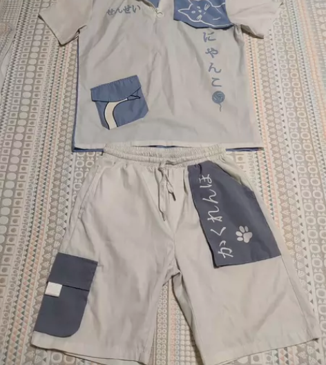 （标价包邮出）二次元潮典青少年休闲拼色印花...