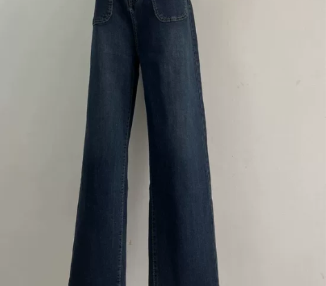 窄版阔腿深蓝牛仔裤女，我穿腰围大了，便宜转...