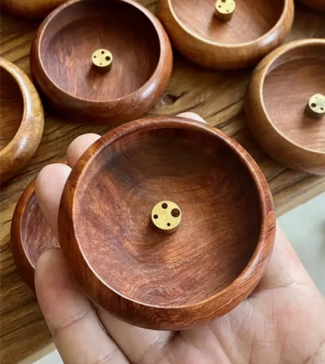 缅甸花梨木香座室内檀香沉香圆形迷你小香插香...