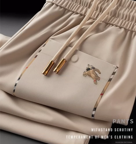 欧货潮牌冰丝裤子男夏季薄款休闲裤战马压花男...