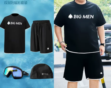 加肥加大特大五分泳裤男士肥佬防尴尬宽松大码...