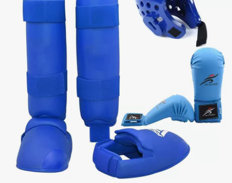 空手道跆拳道护腿连脚护脚裸护胫可拆卸式护腿...