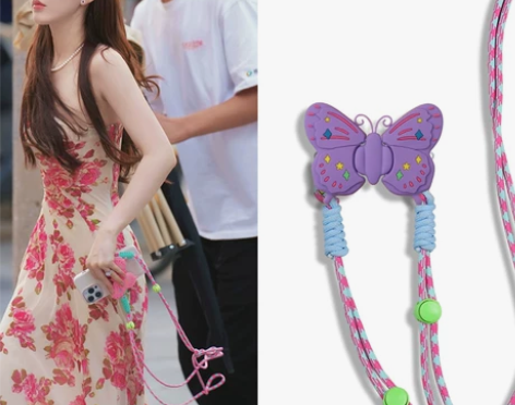 赵露思同款许妍手机背夹挂绳斜挎可背散热携带...