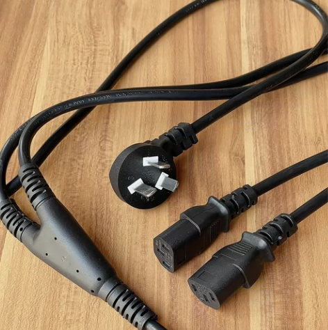 3C认证纯铜一拖二机箱电脑电源线一分二品字...