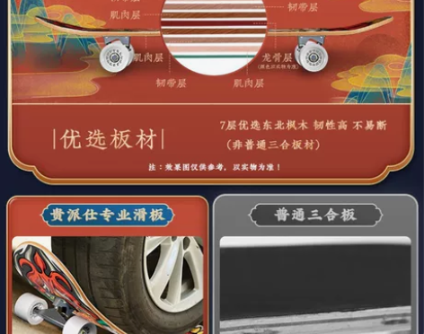 贵派仕专业滑板初学成人男女生儿童节少年8四...