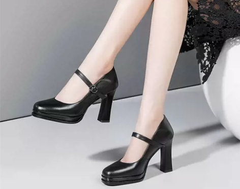 ?软牛皮T台模特旗袍走秀高跟鞋女防水台粗跟...