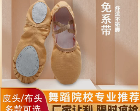 舞蹈鞋儿童女软底女童粉色专业练功鞋男童瑜伽...