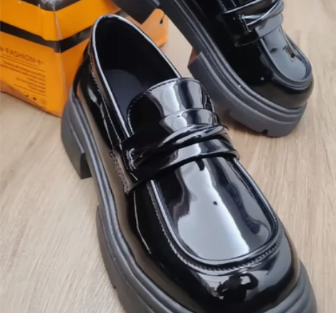 【出】黑色厚底小皮鞋女款百搭粗跟玛丽珍鞋松...