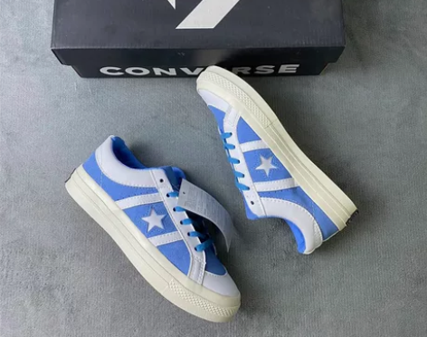 匡威帆布鞋 两杠一星 白蓝低帮 盒装偏大 ...