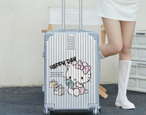 行李箱卡通女铝框万向轮密码拉杆箱结实耐用旅...