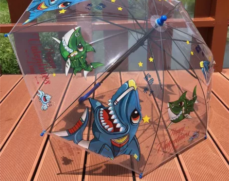 新品消防车工程队j透明儿童雨伞幼儿园创意可...