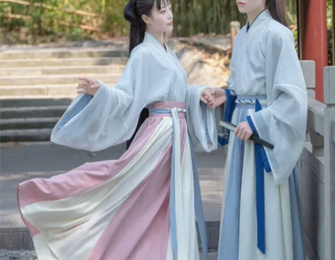 原创汉服男女白菜价晋制交领三件套齐腰一片式...