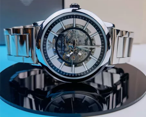 阿玛尼钢带镂空商务自动机械男士手表 型号A...