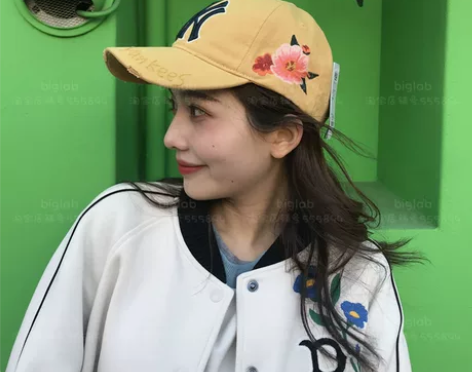 韩国mlb专柜棒球帽女ny洋基队刺绣花朵软...