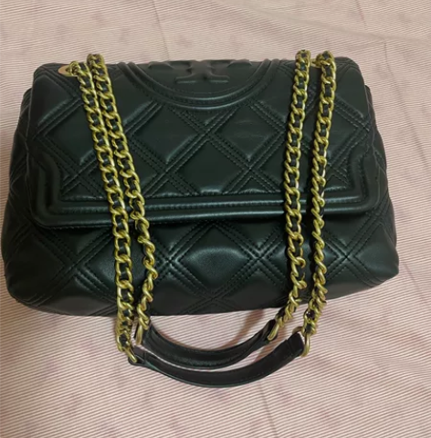 TB女包Fleming大号羊皮菱格链条包，...