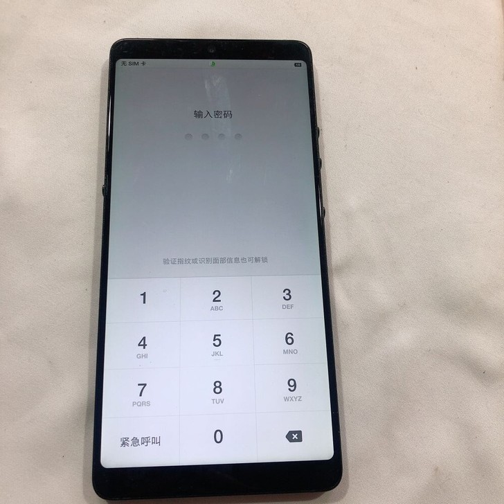 坚果手机型号未知,有密码,整体外观无瑕疵。