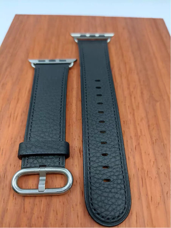44mm apple watch黑色真皮苹...