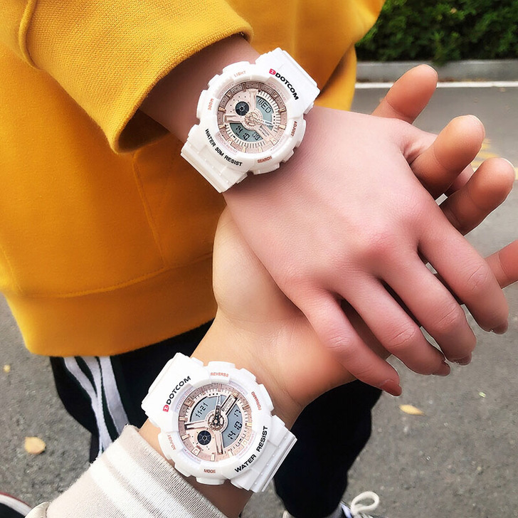 情侣手表情侣款一对学生手表女防水ins风运...