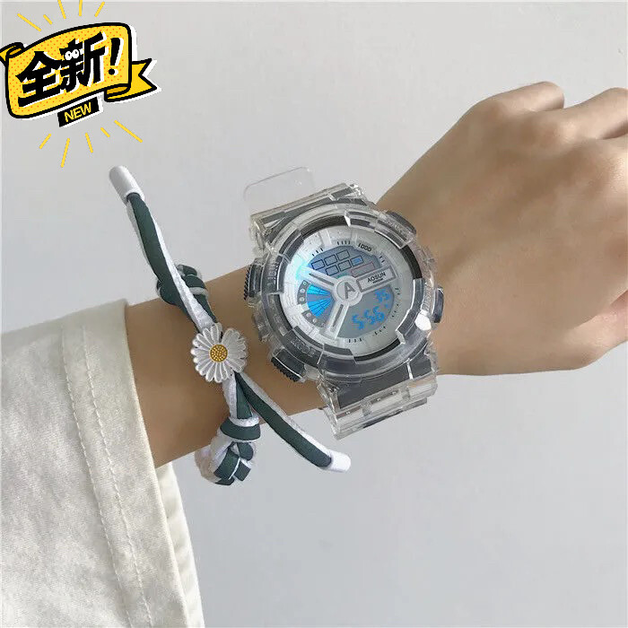 透明手表男女学生ins风森系防水多功能电子表
