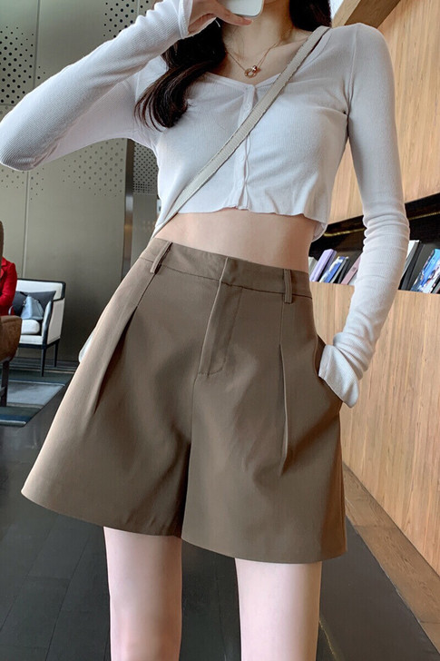 【图片色S码】灰色西装短裤女夏宽松2021...