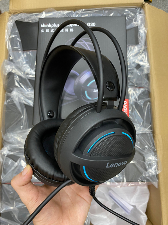 全新原装联想G30有线游戏电竞发光头戴式耳...