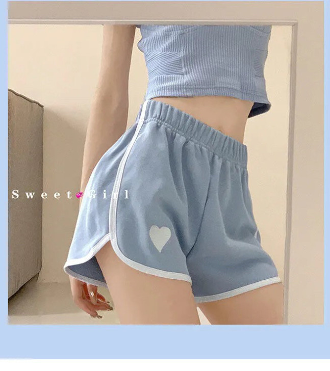 网红休闲居家热裤ins夏薄款宽松阔腿刺绣爱...